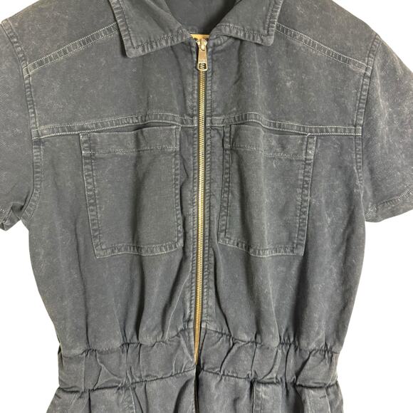 BOSS Hugo Boss Blue Zip Up Short Sleeve Utility Mini Dress Size XL - Picture 9 of 16